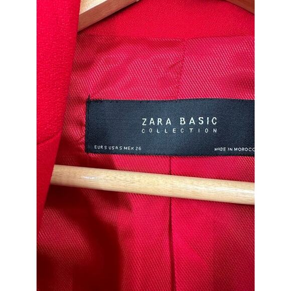 Zara Red Single Button Belted Blazer Jacket Women's Size Small Classy Business - Picture 2 of 8